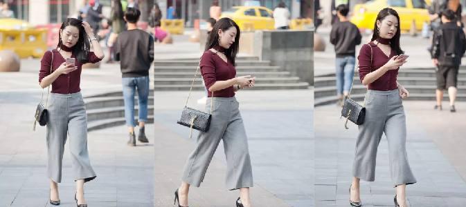 温婉柔美的阔腿裤,上身很有小女人的味道