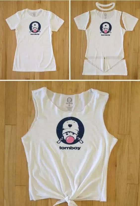 「 T恤变」放着的旧衣服不穿了，就这样改造，美翻了……，春天了