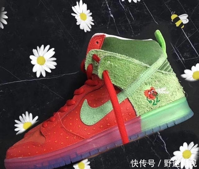  联名：草莓联名Nike Dunk SB High有实物新图了！