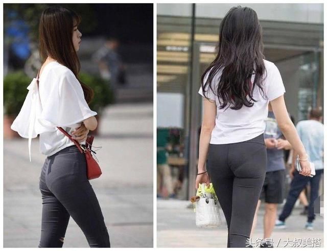 女人穿打底裤出门，记得避免3个“雷区”，穿成图2那样就尴尬了！