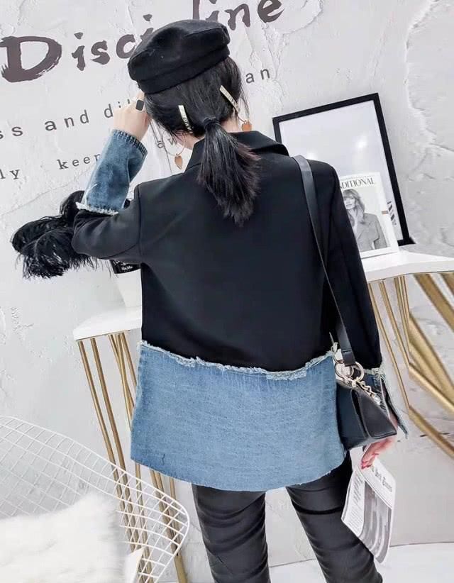 『代表』西服加牛仔拼接,明星的款式,潮流的代表