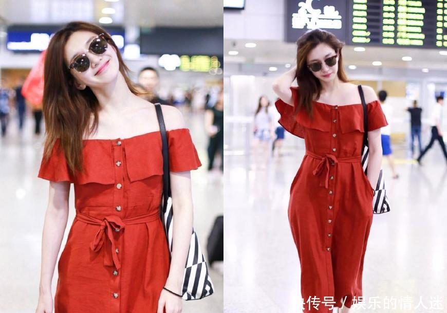 江疏影歪头甜笑太宠粉了，把平价红色长裙穿出高级感，真让人服气