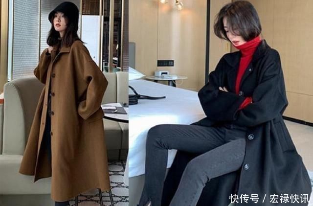  「长袖」初春时兴长大衣配长袖连衣裙，温暖又有气场，看上去更为时尚潮流迷人