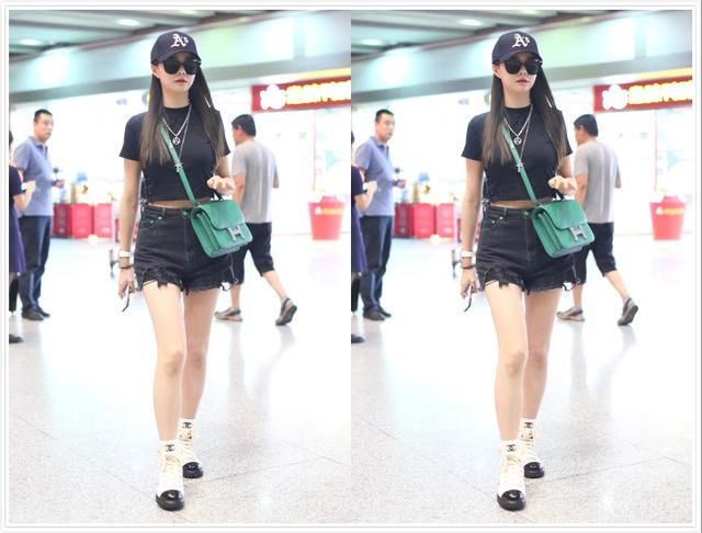 29岁的沈梦辰越来越会穿了，机场秀穿得像少女，网友:大长腿抢眼