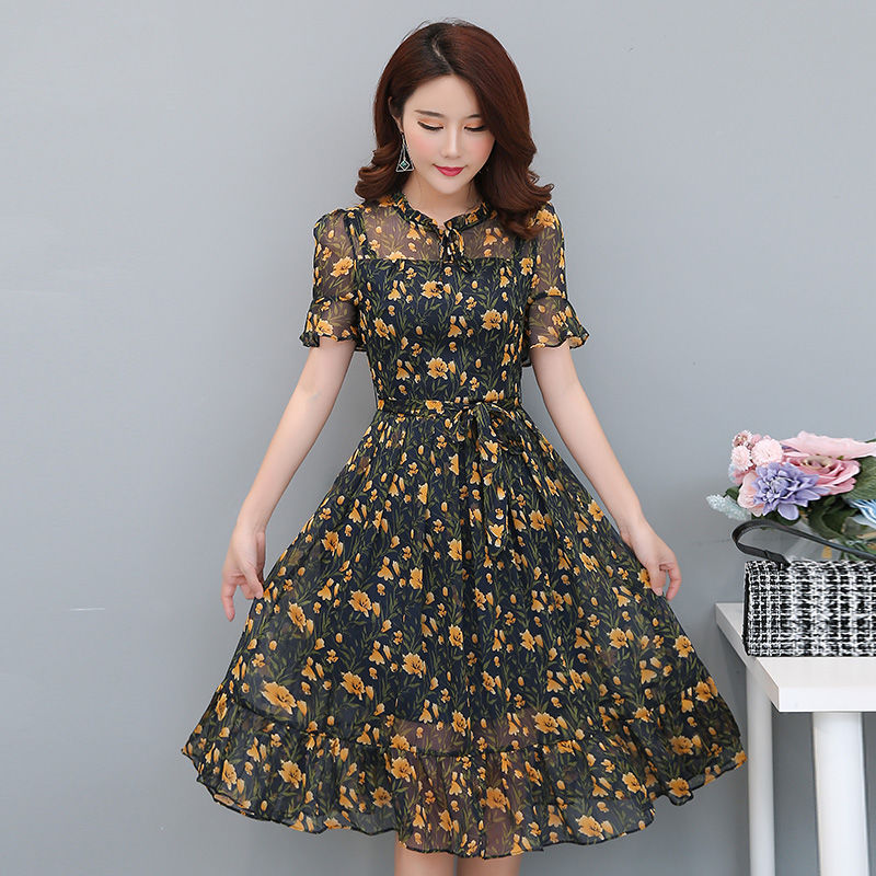 太美了，黑妹子赶紧来瞧瞧!这些精致印花雪纺裙，亮肤又遮肉