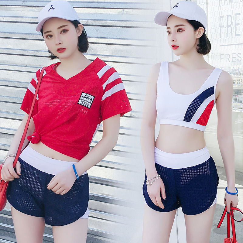 健身房的妹子真会穿，紧身健身服勾勒腰线，让你在人群中耀眼夺目