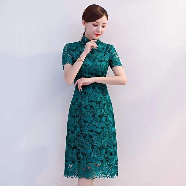 时尚蕾丝旗袍裙，低奢、气质，适应各种场合！