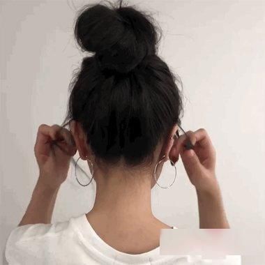 真头发做大丸子头一分钟够用了!