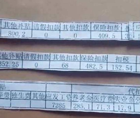 男子在网上晒出一家三口的工资条,网友:这可怎