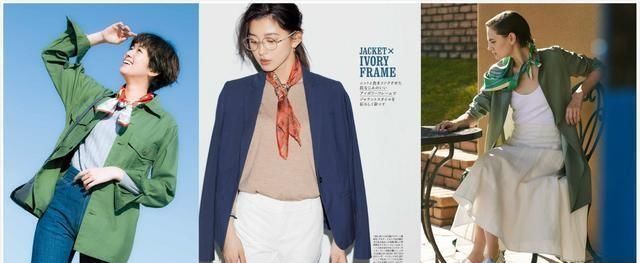 『小方巾』针织衫+丝巾，条纹衫+丝巾，春天最气质的穿搭套路！还时髦炸了！
