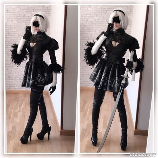 俄罗斯美女COS《尼尔:机械纪元》紧身衣版2B
