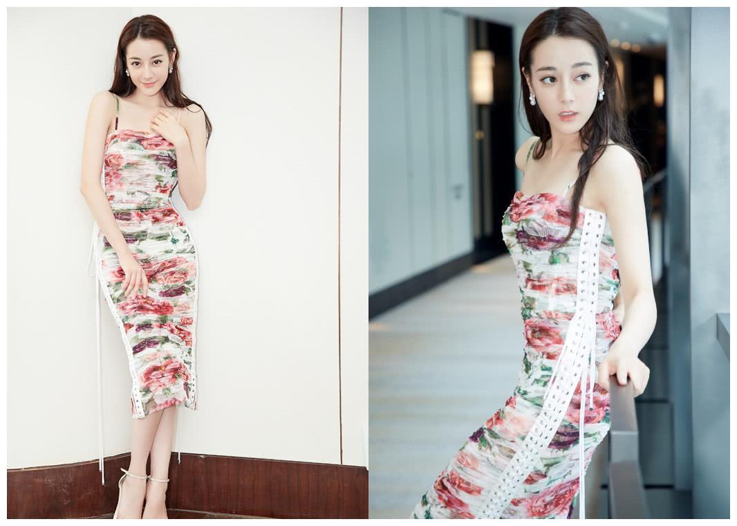 94斤的迪丽热巴与84斤的唐嫣撞衫亮片裙,骨感美终究输了!