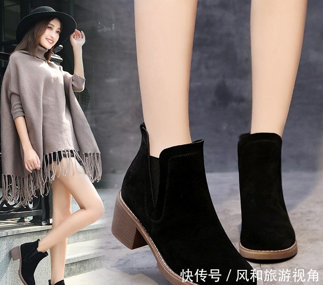今年流行这6款粗跟短靴，配大衣和裤袜都很洋气，40女人都这么穿