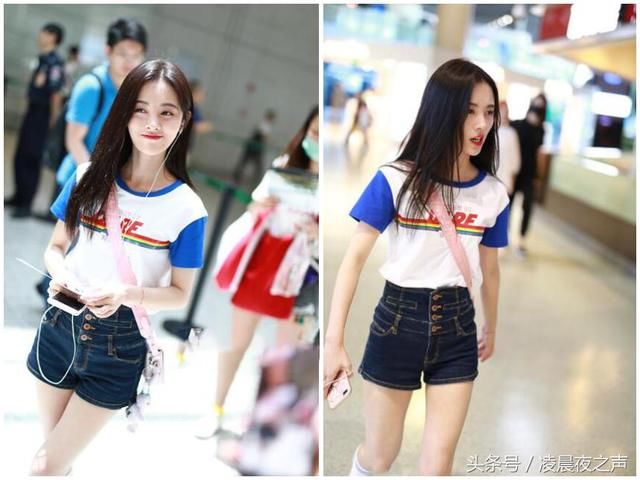 鞠婧祎穿4颗扣的收腰牛仔裤亮相，76斤还嫌腰粗，网友：羡慕嫉妒