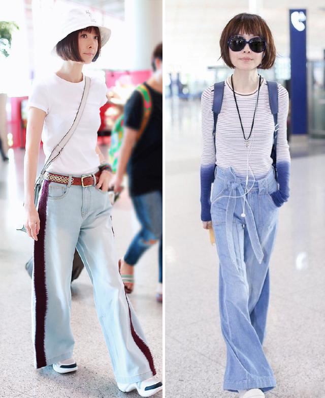 48岁鲁豫终于找回了高衣品，阔腿裤配宽松上衣，简直像换了个人