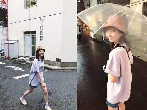 街拍：31岁江疏影, 直筒裤还要露脚踝