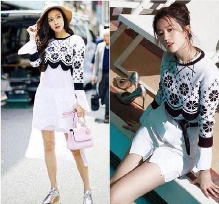 Angelababy与刘亦菲7次撞衫，天仙该减肥了，腰部赘肉简直了