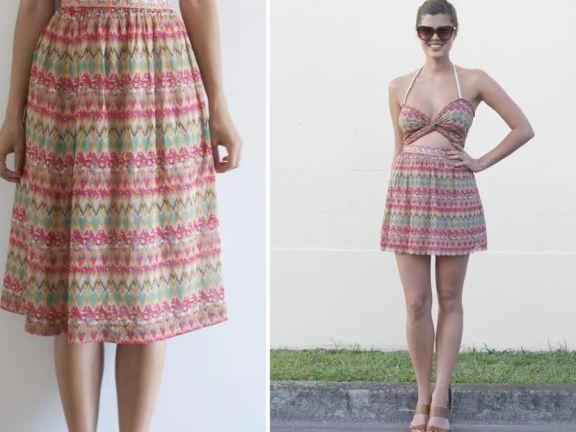 旧裙子这样剪一刀，半裙变泳衣，很不错180720