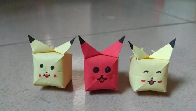  皮卡丘@儿童手工折纸立体皮卡丘怎么折仅需一张纸、一支笔就能折