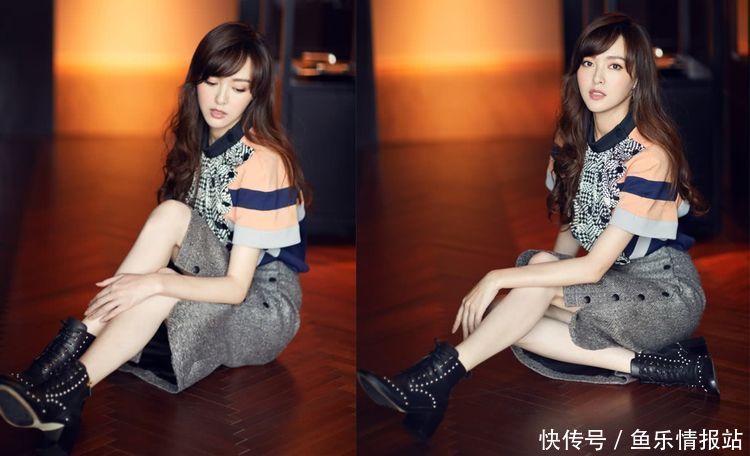 被唐嫣高清美照吓到了！穿半身裙坐地上，弯曲的腿都瘦成竹竿了！