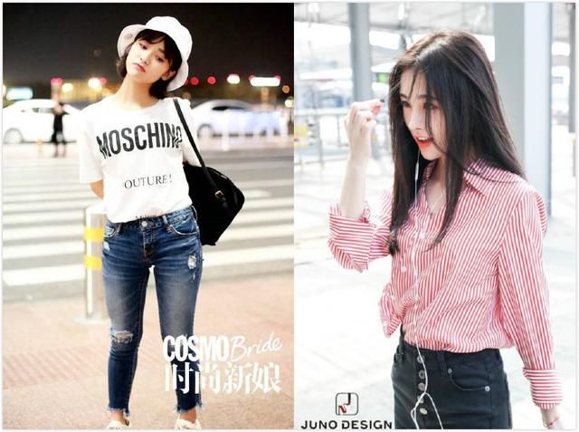 160沈月和159鞠婧祎同穿牛仔裤，终于明白身高和比例哪个更重要了