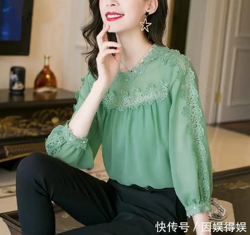  「衬衫」70后女人看过来，“绿豆色”衬衫+九分裤，时髦气场很强