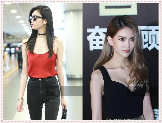 当奚梦瑶和昆凌同穿吊带衫，网友直呼：超模嫩模果然不可同日而语