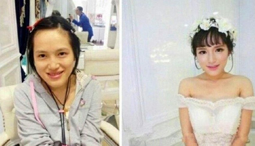 未曾化妆的女子在婚礼当天化妆后，新郎都怀疑自己是否娶错了人