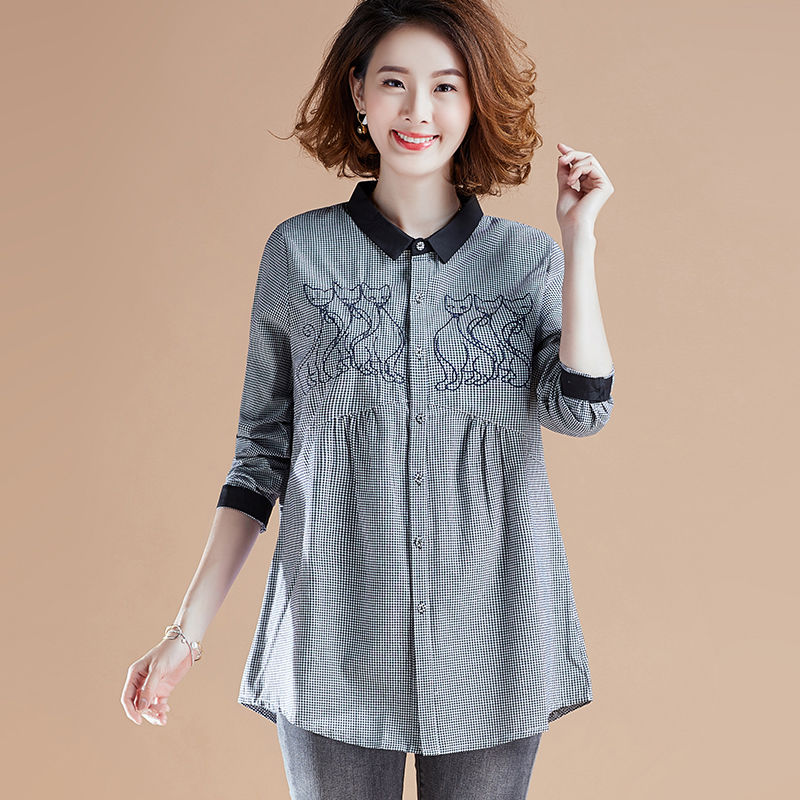 金秋老婆穿这样一件宽松文艺棉麻衫洋气显瘦,比真丝裙好看多了