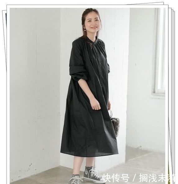  「春季造型」小黑裙别乱买！黑色衬衫连衣裙才更实用，24个春季日系造型示范