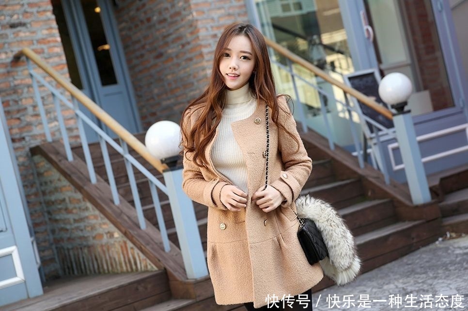 棕色■时尚穿搭第八期棕色毛呢外套搭配黑色打底裤