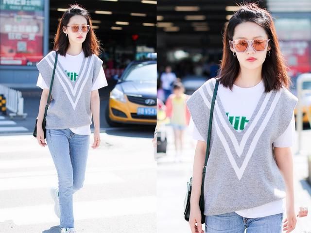 沈月机场穿短袖还配针织衫,是冷还是热?李沁汪苏泷也爱这么穿!