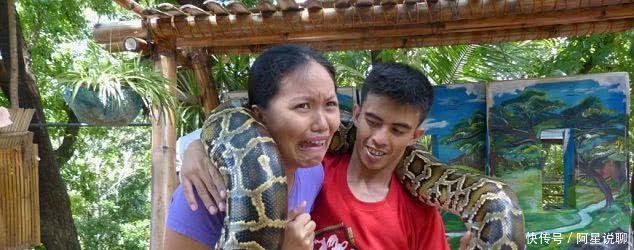 女子到动物园参观, 被一条巨蟒直接缠住, 吓得当