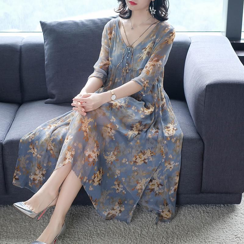 9月大降价的真丝裙，偷偷给妈妈买6件，50岁妈妈穿上美爆了