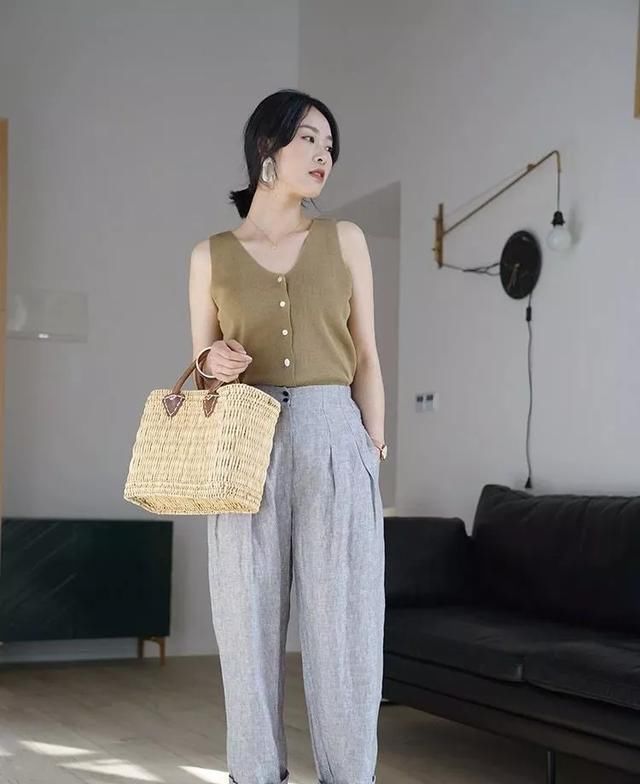  麻面料■很显好身材的美衣,亚麻长袖套衫的织法