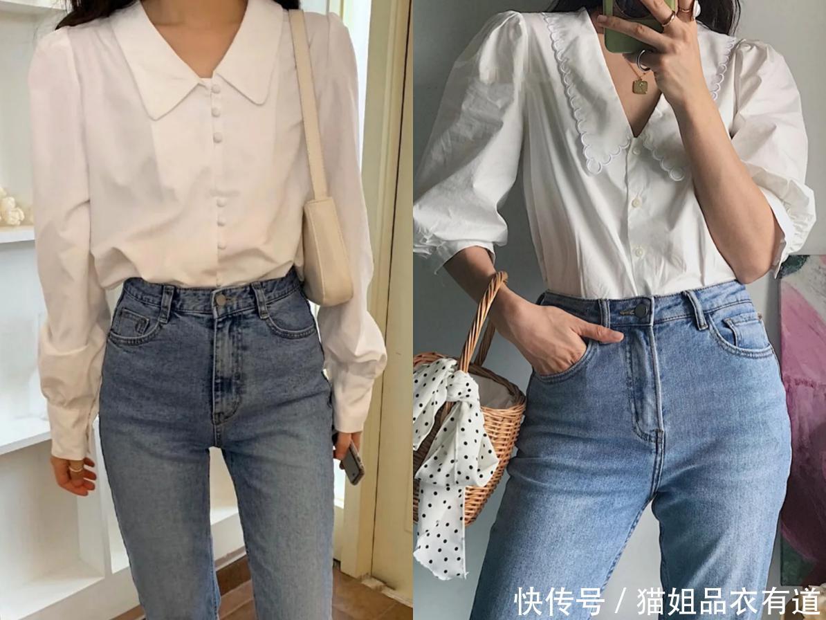  [高腰的牛仔]穿娃娃领才是王道，12套搭配给你又纯又欲的风格，轻松掌控全场