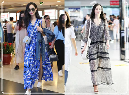 韩雪太强了！一条印花裙也能凹出性感范，网友：快教教王鸥吧！