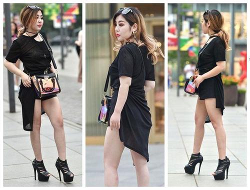 就凭姑娘脚下穿的这双鱼嘴厚底高跟鞋，就给你打百分了