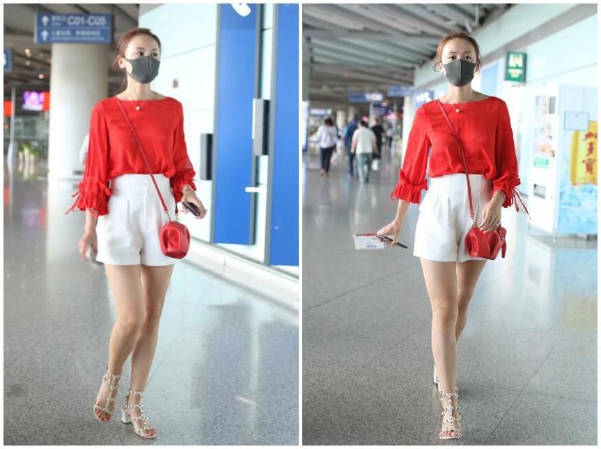 34岁叶一茜红雪纺衫白短裤扮嫩，宫廷华丽熟女风，网友:田亮有福