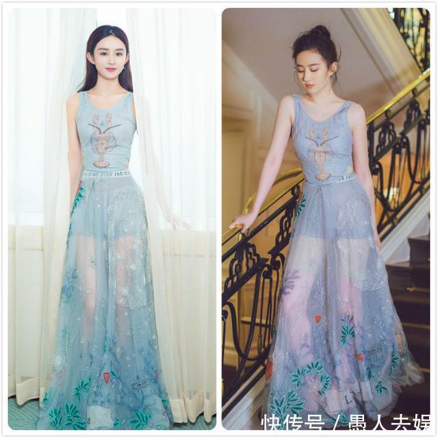 女星撞衫大比拼，热巴完胜古力娜扎，杨颖赢了杨幂却输给了赵丽颖