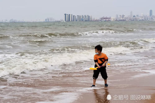  『海边』海边沙滩野草疯长，网红小姐姐不惧寒风大浪，疫情消退人们出游忙