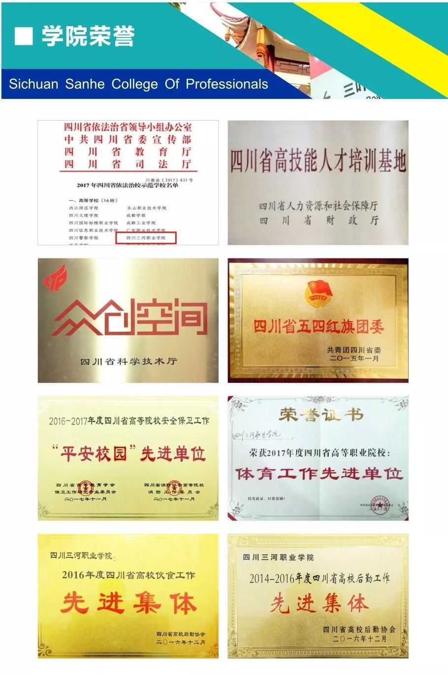 四川三河职业学院2018年单招简章