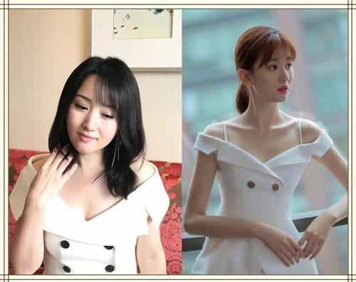 94斤乔欣和102斤杨钰莹同穿露肩西装，骨感和肉感的差距一目了然