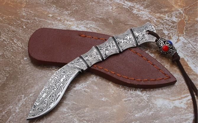 大马士革钢■「鉴赏」大马士革一体钢小武士刀