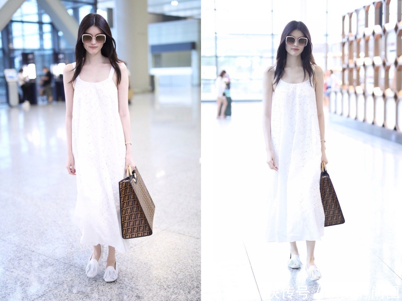 何穗穿件睡裙去机场,不想却被“胸骨”抢镜,网友:太瘦了!