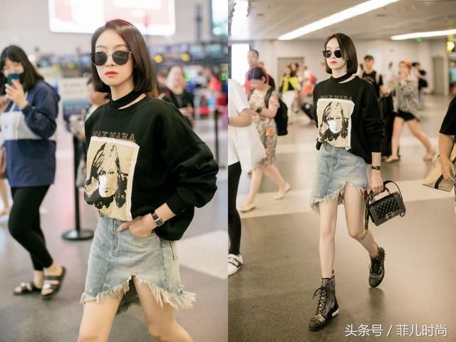 宋茜真的瘦了!穿牛仔短裙暴露了一双大长腿，网友:女神般的身材