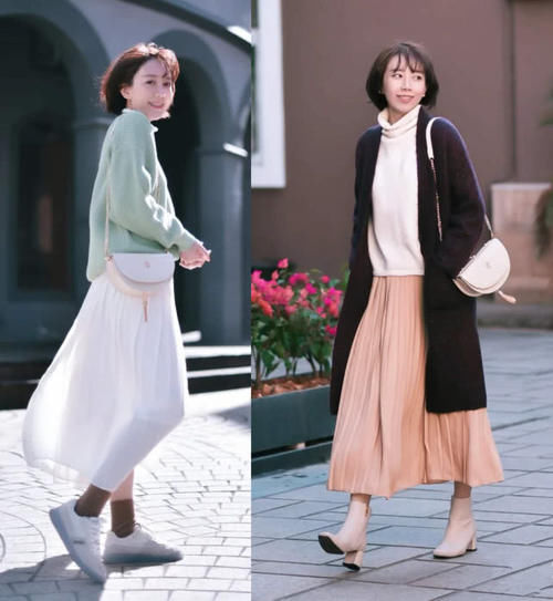  显瘦@百褶裙到底有多美？普通女孩“变仙记”，就这么穿