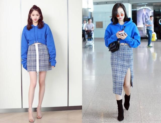 关晓彤故意穿反裙子变潮，却撞衫宋茜，网友:看腿就知道谁输谁赢