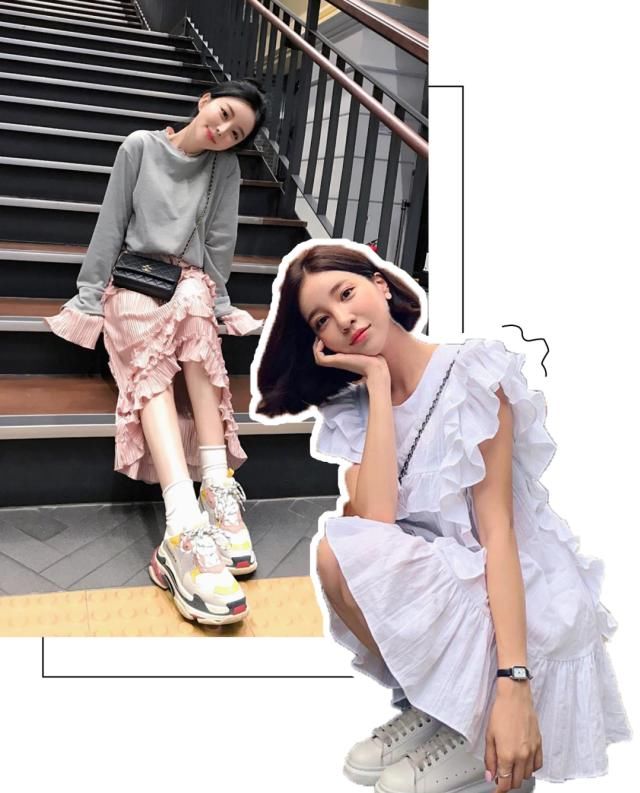  「穿搭」裙子＋运动鞋＝2020春季炸街搭配，时髦又高级，太好看了！