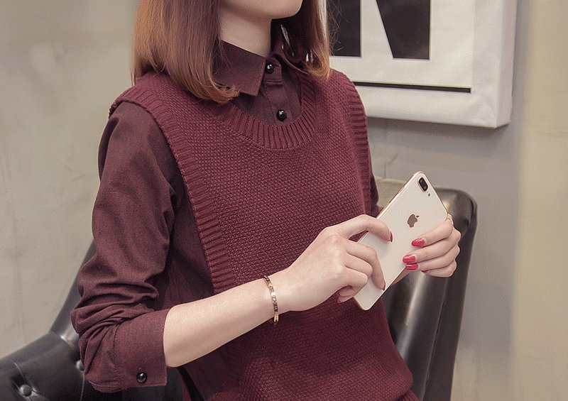 头次见，比卫衣还洋气的针织衫搭小脚裤，老婆穿了，美嫩的不得了